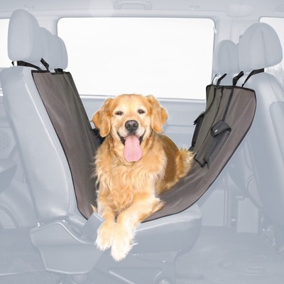 Trixie чехол-гамак для перевозки собак в автомобиле, с кармашками, 140*145 см, цвет коричнево-серый (фото, вид 1)