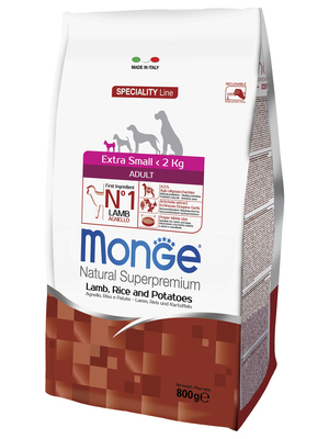 Monge Dog Speciality Extra Small корм для взрослых собак миниатюрных пород ягненок с рисом и картофелем (фото, вид 2)