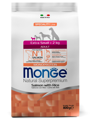 Monge Dog Monoprotein Extra Small корм для взрослых собак миниатюрных пород лосось с рисом (фото, вид 5)