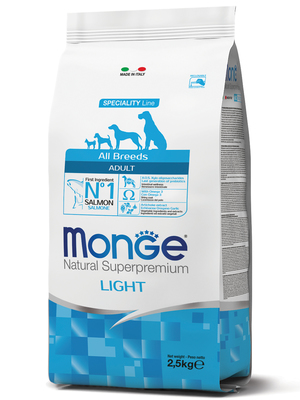 Monge Dog Speciality Light корм для собак всех пород низкоколорийный лосось с рисом (фото, вид 2)