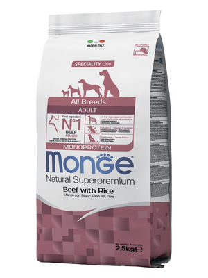 Monge Dog Speciality корм для собак всех пород говядина с рисом Dog All Breeds Beef and Rice (фото, вид 2)