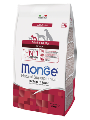 Monge Dog Mini корм для пожилых собак мелких пород с курицей и рисом, упаковка 3 кг (фото, вид 2)