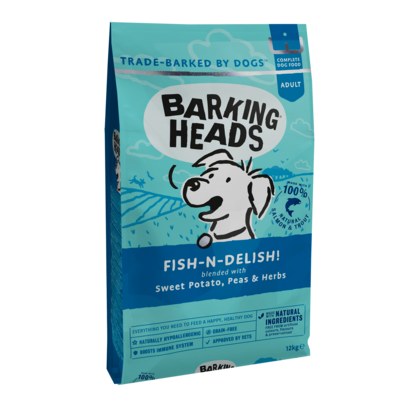 Barking Heads беззерновой сухой корм для собак, с лососем, форелью и бататом "Рыбка-вкусняшка", FISH N DELISH (фото, вид 1)