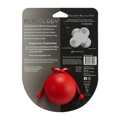 Playology хрустящий жевательный тройной мяч SQUEAKY BOUNCE BALL с пищалкой и с ароматом говядины, красный (фото, вид 2)