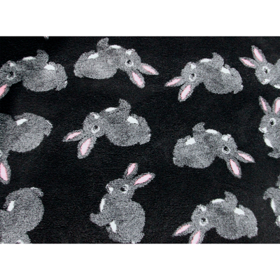 ProFleece меховой коврик на нескользящей основе, рисунок Кролики, цвет черный/серый/розовый (фото, вид 1)