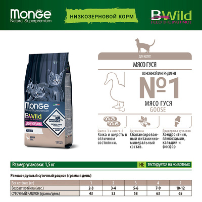 Monge Cat BWild LOW GRAIN Kitten        (,  6)