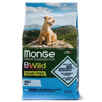 Monge Dog BWild GRAIN FREE Mini              Mini Anchovies, potatoes & peas ()