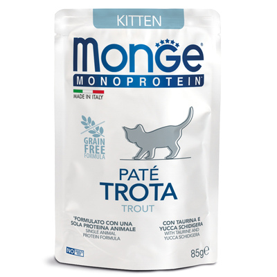 Monge Cat Monoprotein паучи для котят и беременных кошек из форели 85 г (фото)