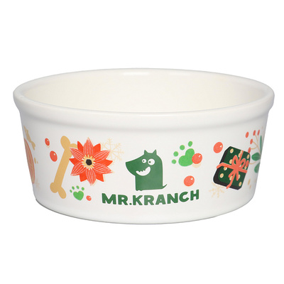 Миска Mr.Kranch для собак и кошек из фарфора "Новогодняя" белая (фото)