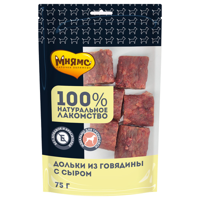 Лакомство Мнямс для собак Дольки из говядины с сыром (фото)