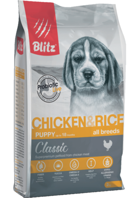 Blitz сухой корм для щенков всех пород с курицей Blitz Classic Chicken & Rice Puppy All Breeds (фото)