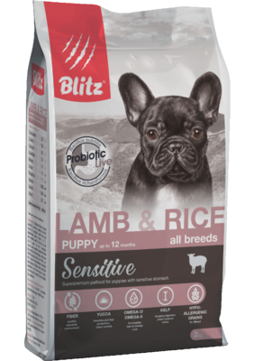 Blitz сухой корм для щенков всех пород с ягнёнком и рисом BLitz Sesitive Lamb & Rice Puppy All Breeds (фото)