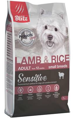 Blitz сухой корм для мелких пород собак с ягненком и рисом Blitz Sensitive Lamb & Rice Adult Dog Small Breeds (фото)