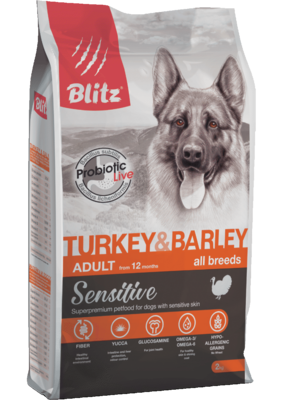 Blitz сухой корм для взрослых собак всех пород с индейкой и ячменем BLitz Sensitive Turkey & Barley Adult Dog All Breeds (фото)