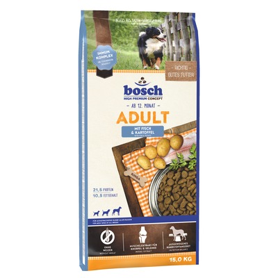Bosch Adult Fish & Potato, сухой корм для взрослых собак со средним уровнем активности с рыбой и картофелем