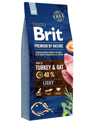 Brit Premium by Nature Light Turkey & Oats корм для собак склонных к полноте, малоподвижных или с избыточной массой тела