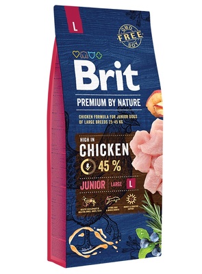 Brit Premium by Nature Junior L полнорационный корм для щенков и молодых собак крупных пород (25–45 кг)