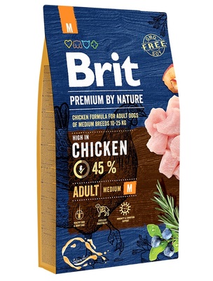 Brit Premium by Nature Adult M полнорационный корм для взрослых собак средних пород (10–25 кг)