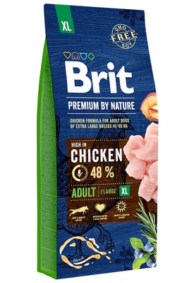 Brit Premium by Nature Adult XL полнорационный корм для взрослых собак гигантских пород (45–90 кг). Упаковка 15кг