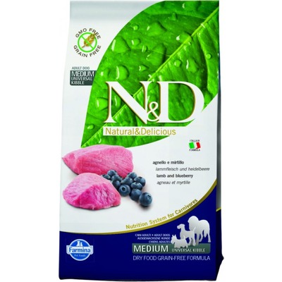 FARMINA N&D беззерновой корм для собак мелких пород Ягненок с Черникой мини (N&D Lamb & Blueberry Adult)
