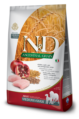 FARMINA N&D ANCESTRAL GRAIN низкозерновой корм для собак средних и крупных пород Курица с Гранатом (N&D Low Grain Chicken & Pomegranate Adult)