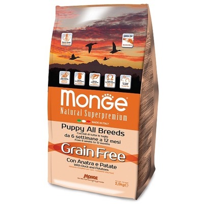 Monge GRAIN FREE беззерновой корм для щенков утка с картофелем 2,5 кг