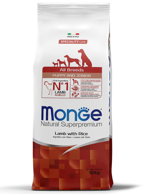 Monge Dog Speciality корм для щенков всех пород ягненок с рисом и картофелем (фото)