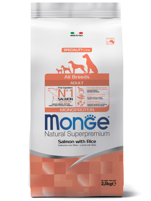 Monge Dog Speciality корм для собак всех пород лосось с рисом (фото)