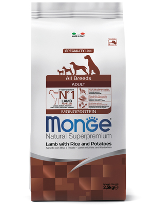 Monge Dog Speciality корм для собак всех пород ягненок с рисом и картофелем (фото)