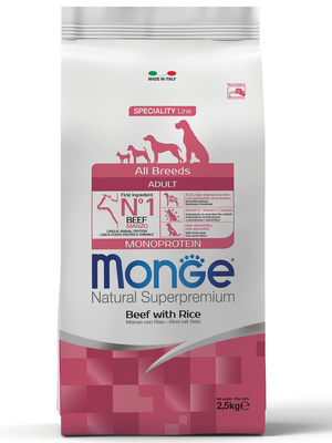 Monge Dog Speciality корм для собак всех пород говядина с рисом Dog All Breeds Beef and Rice (фото)