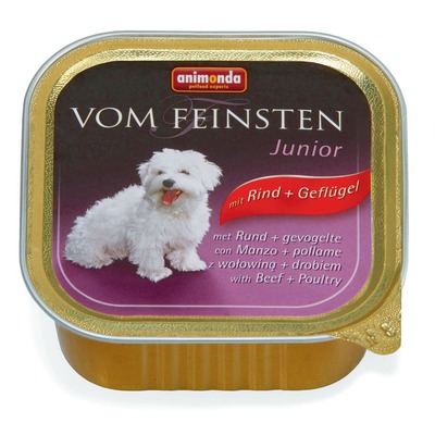 Animonda с говядиной и мясом домашней птицы Vom Feinsten Junior консервы для щенков и юниоров, 150 гр. х 22 шт.