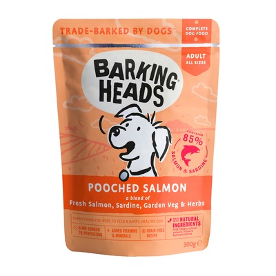 Barking Heads паучи для собак с лососем и сардинами "Мисочку оближешь", Pooched Salmon, 300 гр.