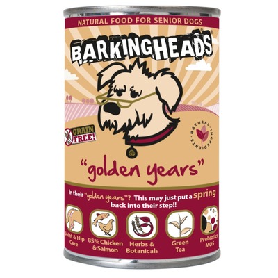 Barking Heads консервы для собак старше 7 лет с цыпленком и лососем Golden Years , 395 гр.