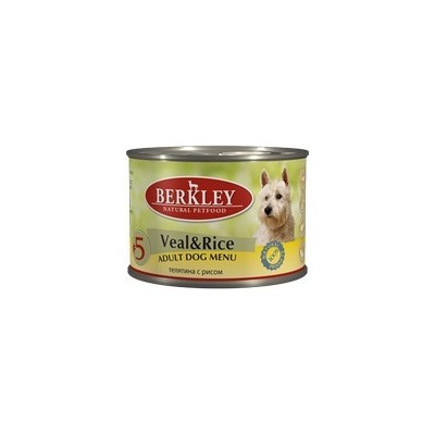 Berkley №5 телятина с рисом, консервы для взрослых собак, 200 гр.