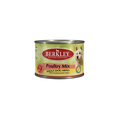 Berkley №9 рагу из домашней птицы, консервы для взрослых собак, 200 гр.
