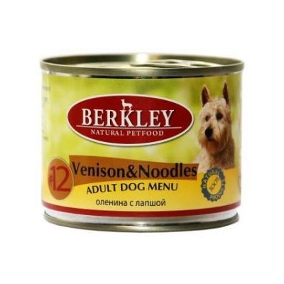 Berkley №12 оленина с лапшой, консервы для взрослых собак, 200 гр.