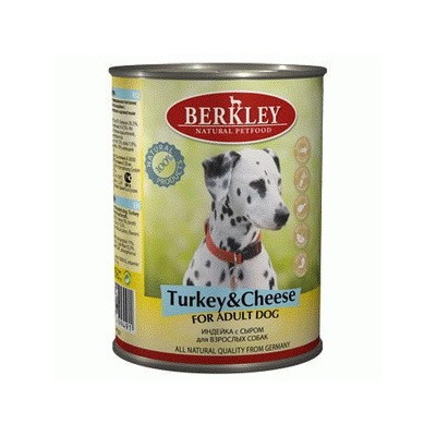 Berkley индейка с сыром, консервы для взрослых собак, 400 гр.