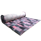 ProFleece меховой коврик на нескользящей основе, рисунок Клетка, цвет розовый с угольным