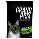 Grand Prix Паучи кусочки в соусе Форель и фасоль для кошек