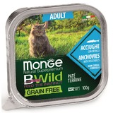 Monge Cat Bwild Grain free консервы из анчоусов с овощами для кошек 100г