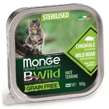 Monge Cat Bwild Grain free консервы из кабана с овощами для стерилизованных и домашних кошек 100г