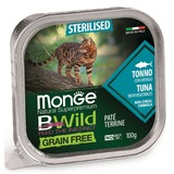 Monge Cat Bwild Grain free консервы из тунца с овощами для стерилизованных и домашних кошеккошек 100г