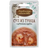 Деревенские лакомства консервированное лакомство для кошек Суп из тунца с креветками и крабом