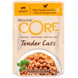 Welness Core TENDER CUTS паучи из курицы с куриной печенью в виде нарезки в соусе для кошек