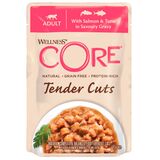 Welness Core TENDER CUTS паучи из лосося с тунцом в виде нарезки в соусе для кошек
