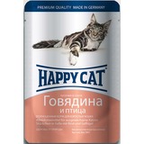 Happy Cat Говядина и птица - полноценный корм для взрослых кошек всех пород и возрастов