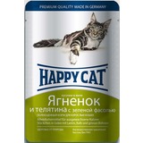 Happy Cat Ягненок, телятина и зеленая фасоль - полноценный корм для взрослых кошек всех пород и возрастов