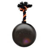 Hagen светящийся мяч для собак Bomber Бомбер с веревкой, цвет черный