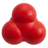 Playology хрустящий жевательный тройной мяч SQUEAKY BOUNCE BALL с пищалкой и с ароматом говядины, красный