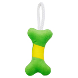 Игрушка Mr.Kranch для собак мелких и средних пород Косточка с канатом зеленая с желтым
